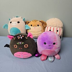 SQUISHMALLOWS Plush Squad 5" Minis Lot of‎ 5 New & Used Cat Octopus Dragon Cobra